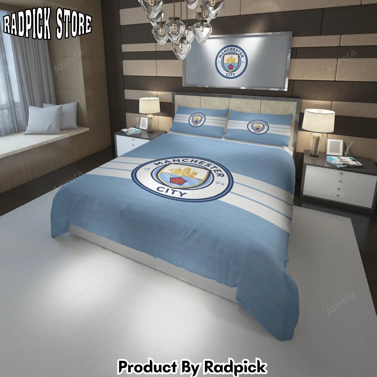 Radpick 3d manchester city fc logo soccer duvet cover bedding set for fans rp3278958